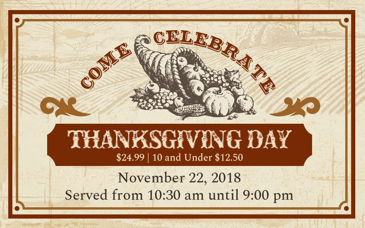 Thanksgiving Day 2018 at Five Oaks Farm Kitchen in Sevierville TN