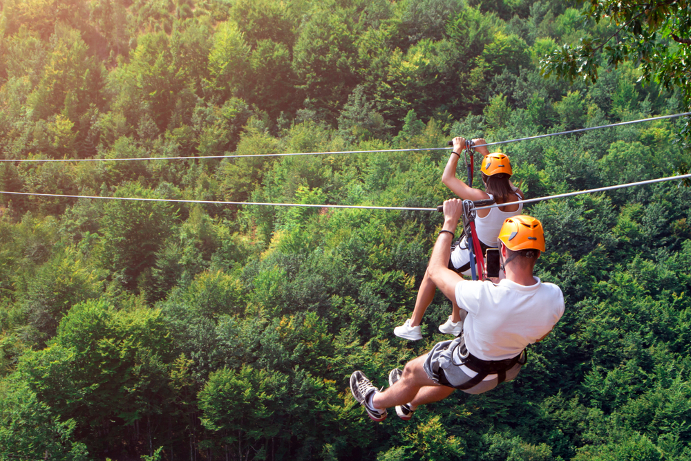 zipline in the Smoky Mountains